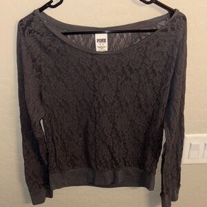 PINK Victoria's Secret Gray Lace Sweatshirt